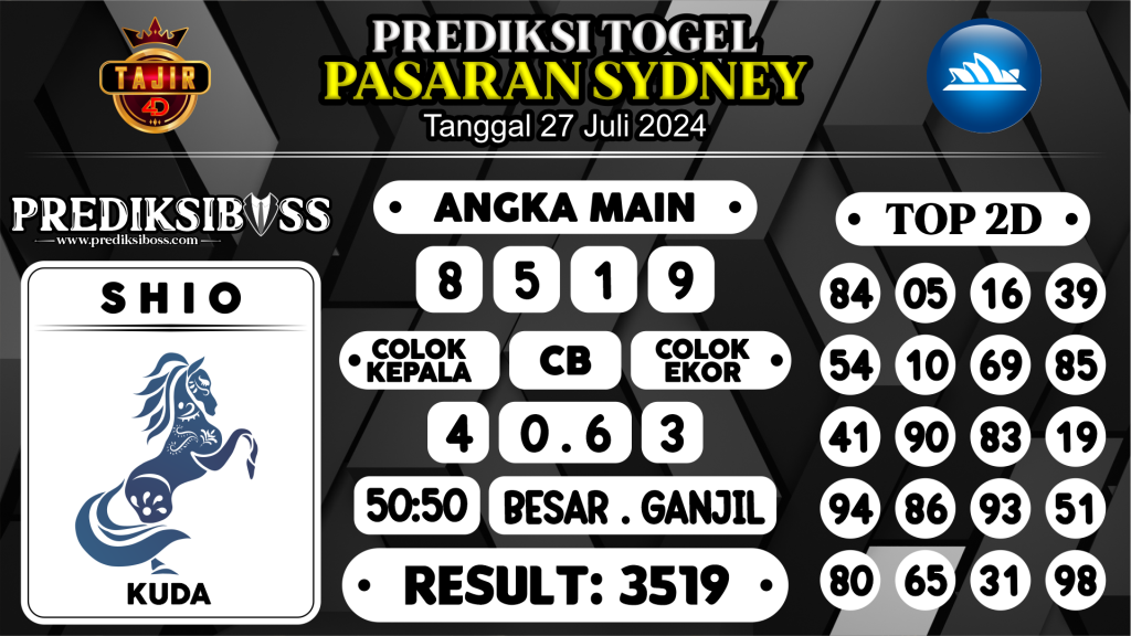https://prediksibossone.com/prediksi-boss-togel-sidney-sabtu-27-juli-2024/